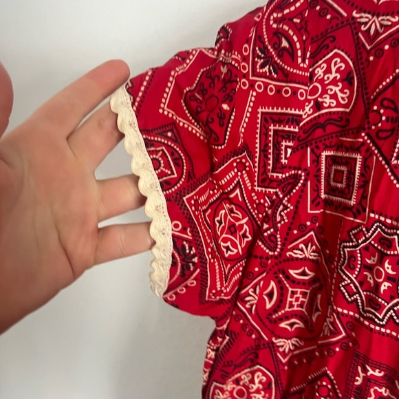 Vintage 1960s Kate Schorer Red Bandana Americana Print Dress - Picture 6 of 6